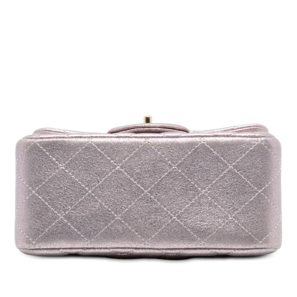 Chanel B Chanel Pink Rose Gold Calf Leather Mini Square Classic Iridescent skin Single Flap Italy