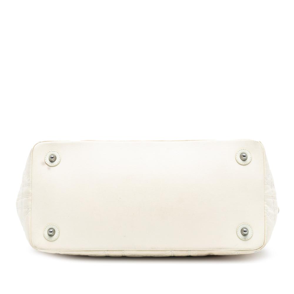 Christian Dior B Dior White Coated Canvas Fabric Medium Cannage Panarea Tote Italy