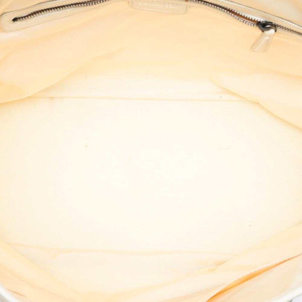 Christian Dior B Dior White Coated Canvas Fabric Medium Cannage Panarea Tote Italy