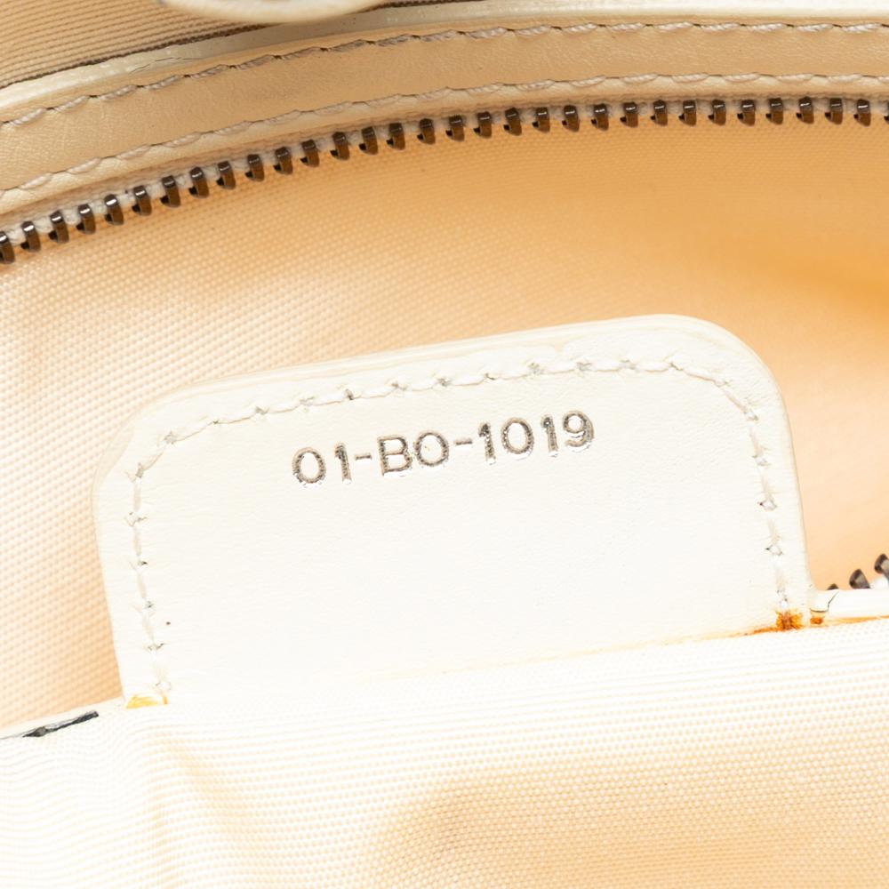 Christian Dior B Dior White Coated Canvas Fabric Medium Cannage Panarea Tote Italy