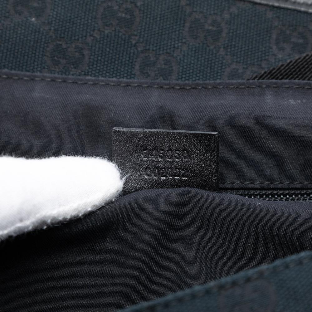 Gucci AB Gucci Black Canvas Fabric GG Messenger Bag Italy