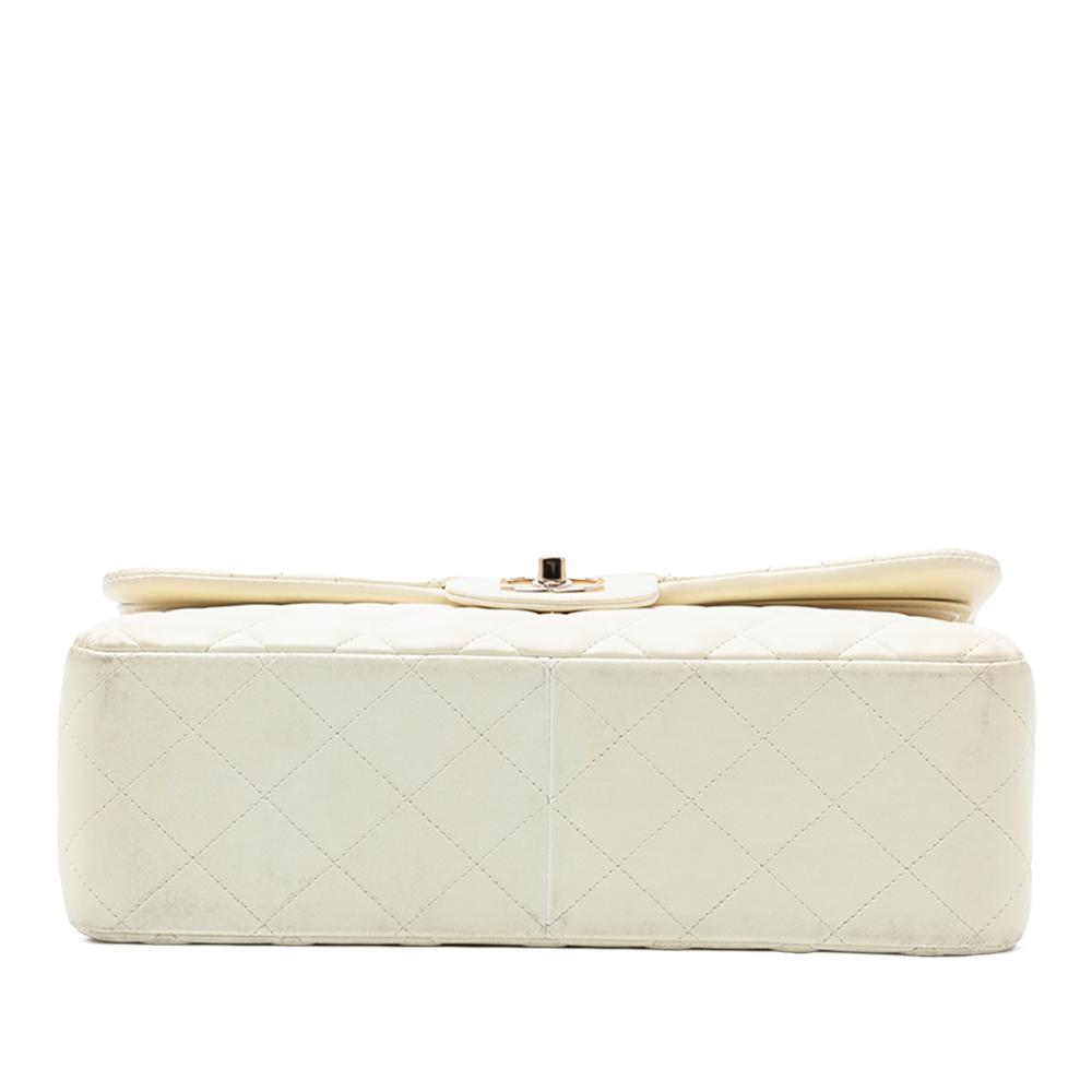 Chanel B Chanel White Ivory Lambskin Leather Leather Jumbo Classic Lambskin Double Flap France