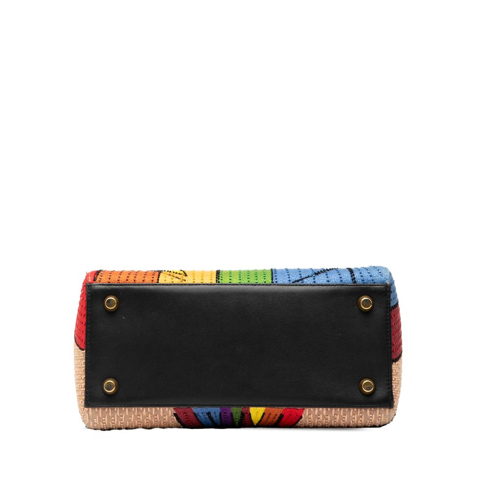 Christian Dior B Dior Brown Beige Canvas Fabric Medium Beaded and Embroidered Tarot Judgment Lady Dior Italy