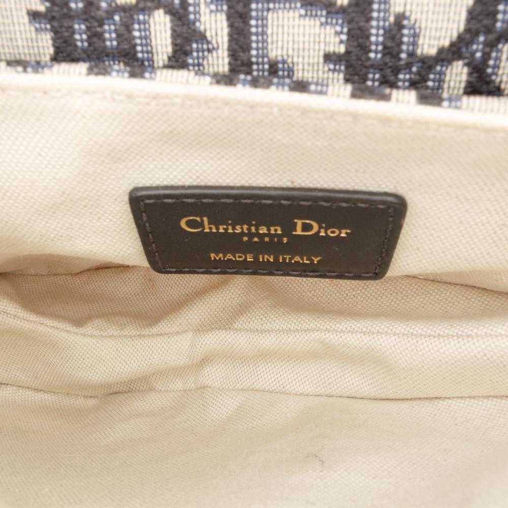 Christian Dior B Dior Blue Navy Canvas Fabric Mini Oblique Saddle Bag Italy