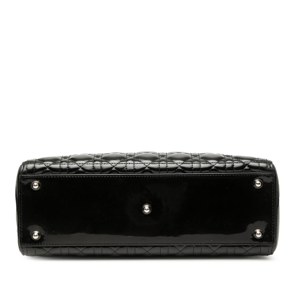 Christian Dior B Dior Black Patent Leather Leather Large Patent Cannage Lady Dior Italy