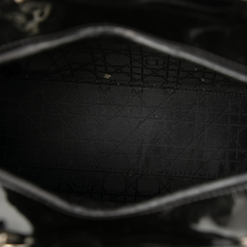 Christian Dior B Dior Black Patent Leather Leather Large Patent Cannage Lady Dior Italy