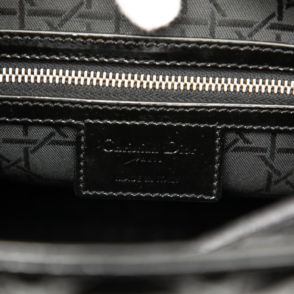 Christian Dior B Dior Black Patent Leather Leather Large Patent Cannage Lady Dior Italy