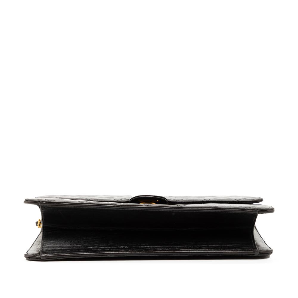 Chanel B Chanel Black Lambskin Leather Leather Medium CC Quilted Lambskin Single Flap France