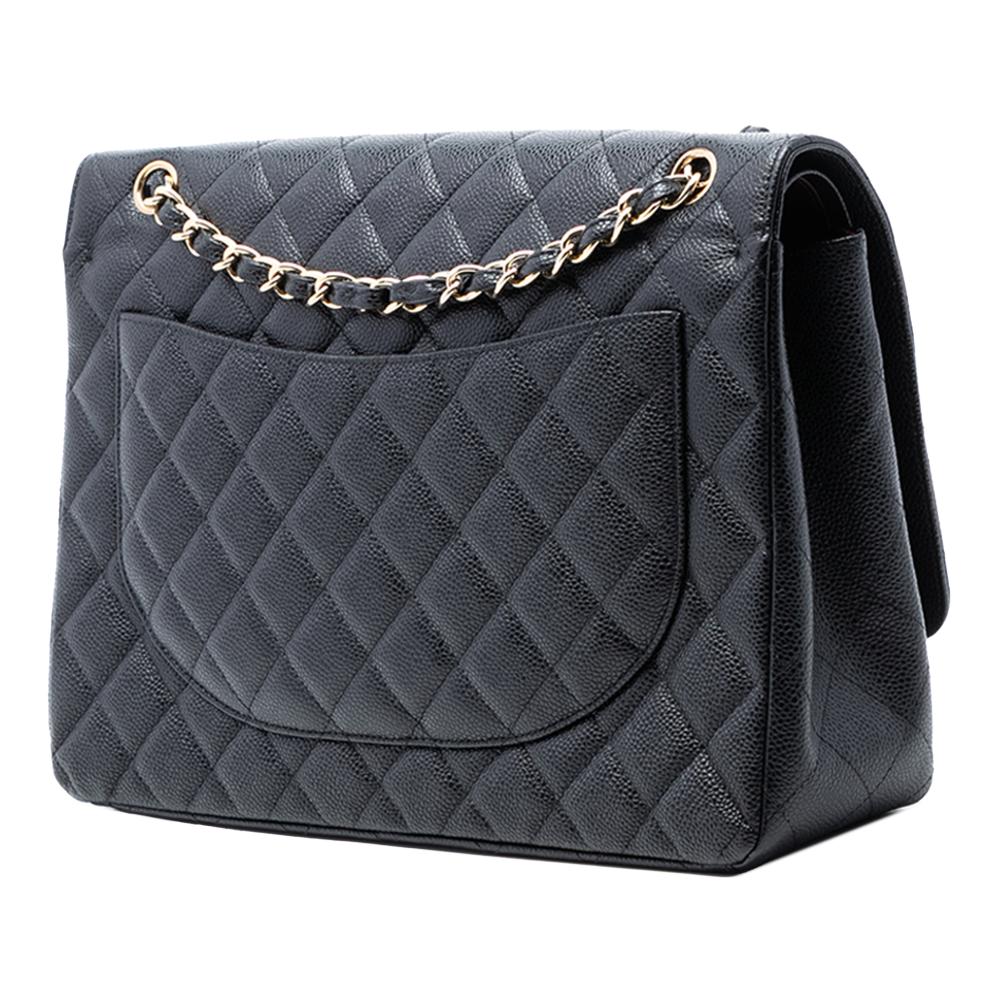Chanel AB Chanel Black Caviar Leather Leather Maxi Classic Caviar Double Flap Italy