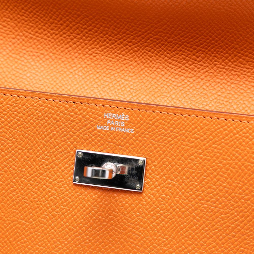 Hermès AB Hermès Orange Calf Leather Epsom Kelly Trifold Long Wallet France