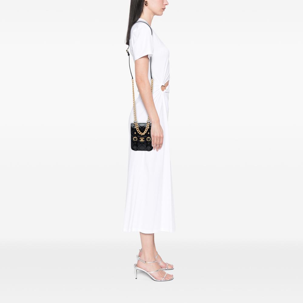 Chanel AB Chanel Black Calf Leather Mini Aged skin City School Flap France