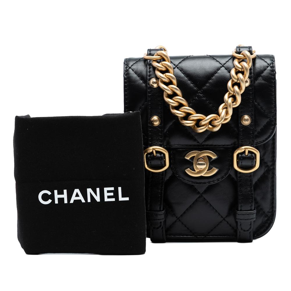 Chanel AB Chanel Black Calf Leather Mini Aged skin City School Flap France