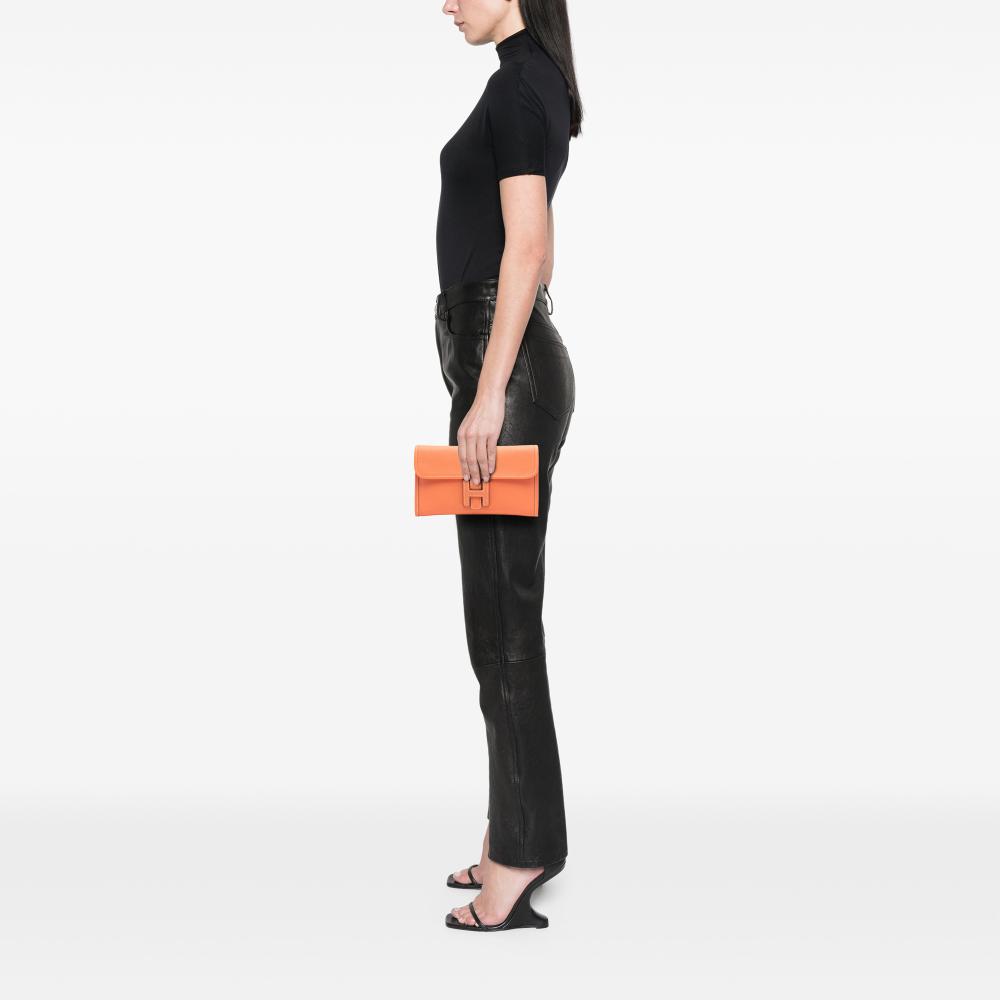 Hermès AB Hermès Orange Calf Leather Swift Jige Duo France