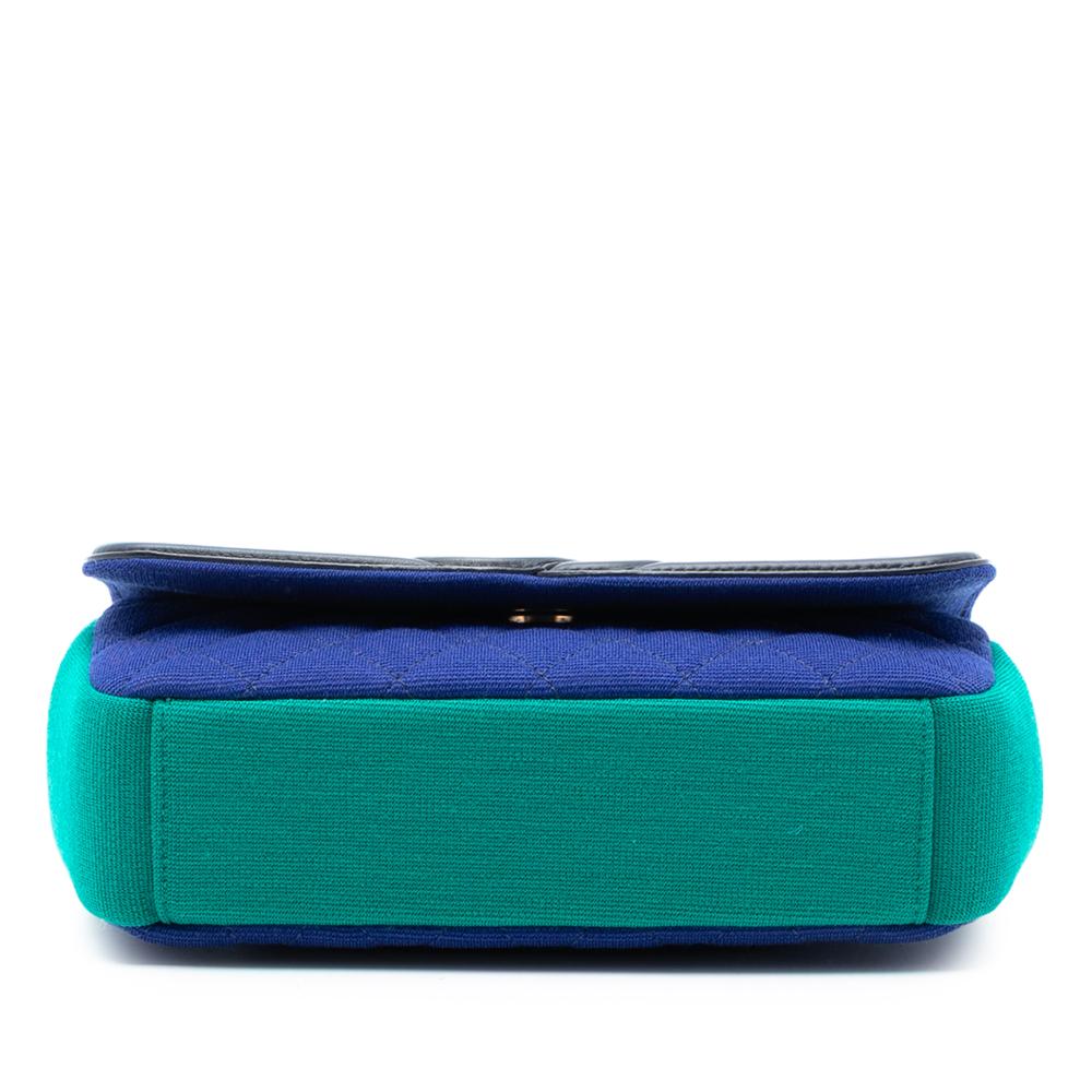 Chanel AB Chanel Blue Cotton Fabric Small Jersey CC Filigree Flap Italy