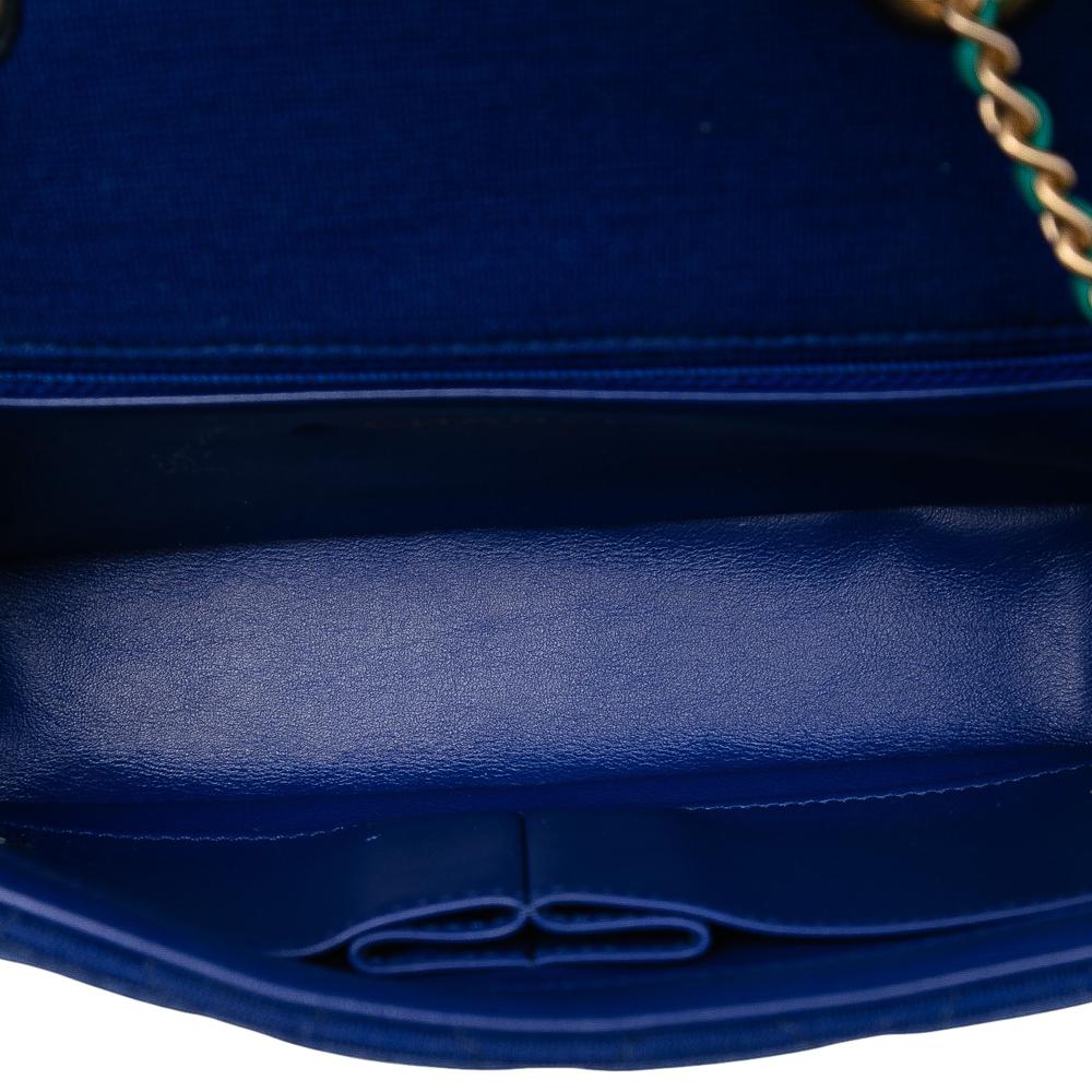 Chanel AB Chanel Blue Cotton Fabric Small Jersey CC Filigree Flap Italy