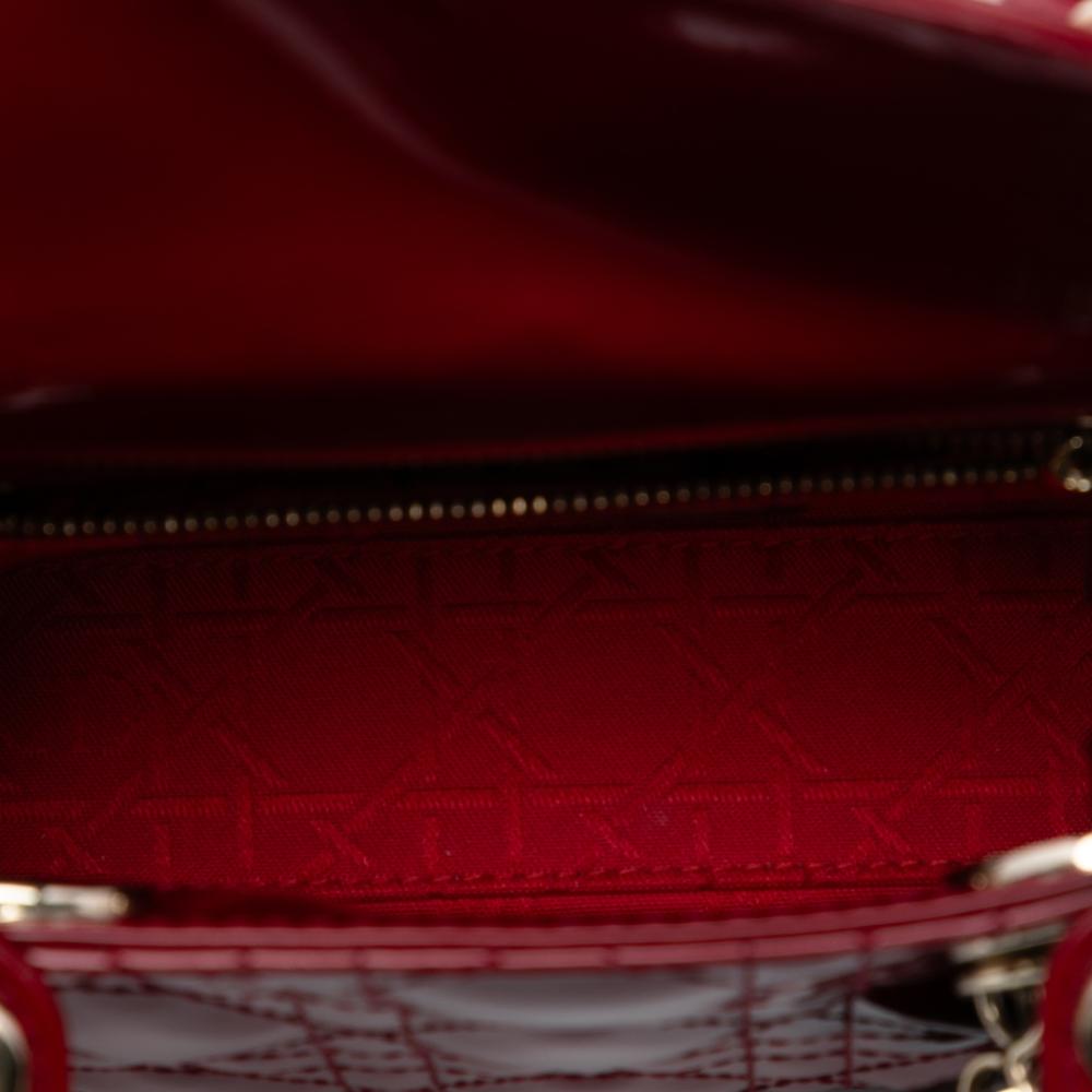 Christian Dior B Dior Red Dark Red Patent Leather Leather Mini Patent Cannage Lady Dior France