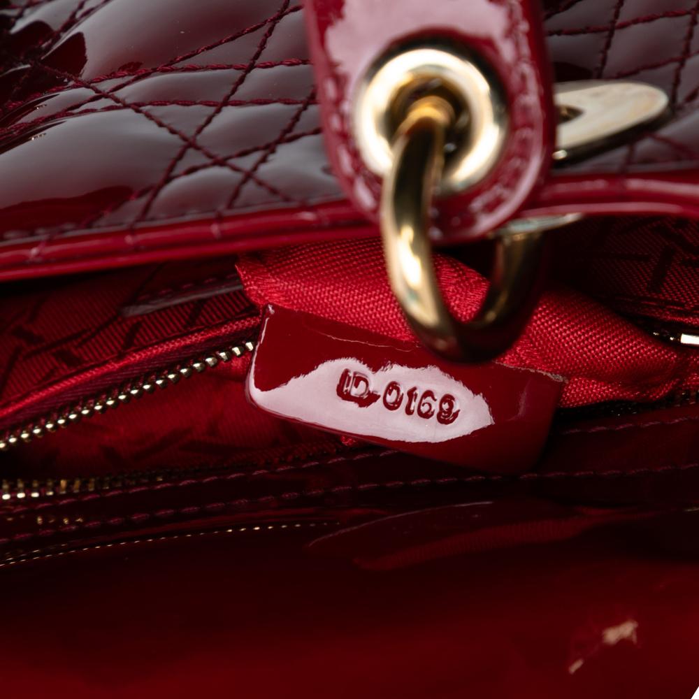 Christian Dior B Dior Red Dark Red Patent Leather Leather Mini Patent Cannage Lady Dior France