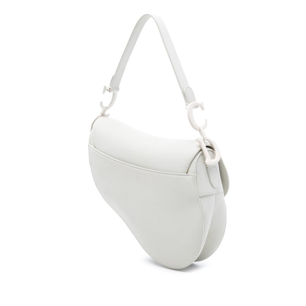 Christian Dior B Dior White Calf Leather Ultra Matte skin Saddle Bag Italy