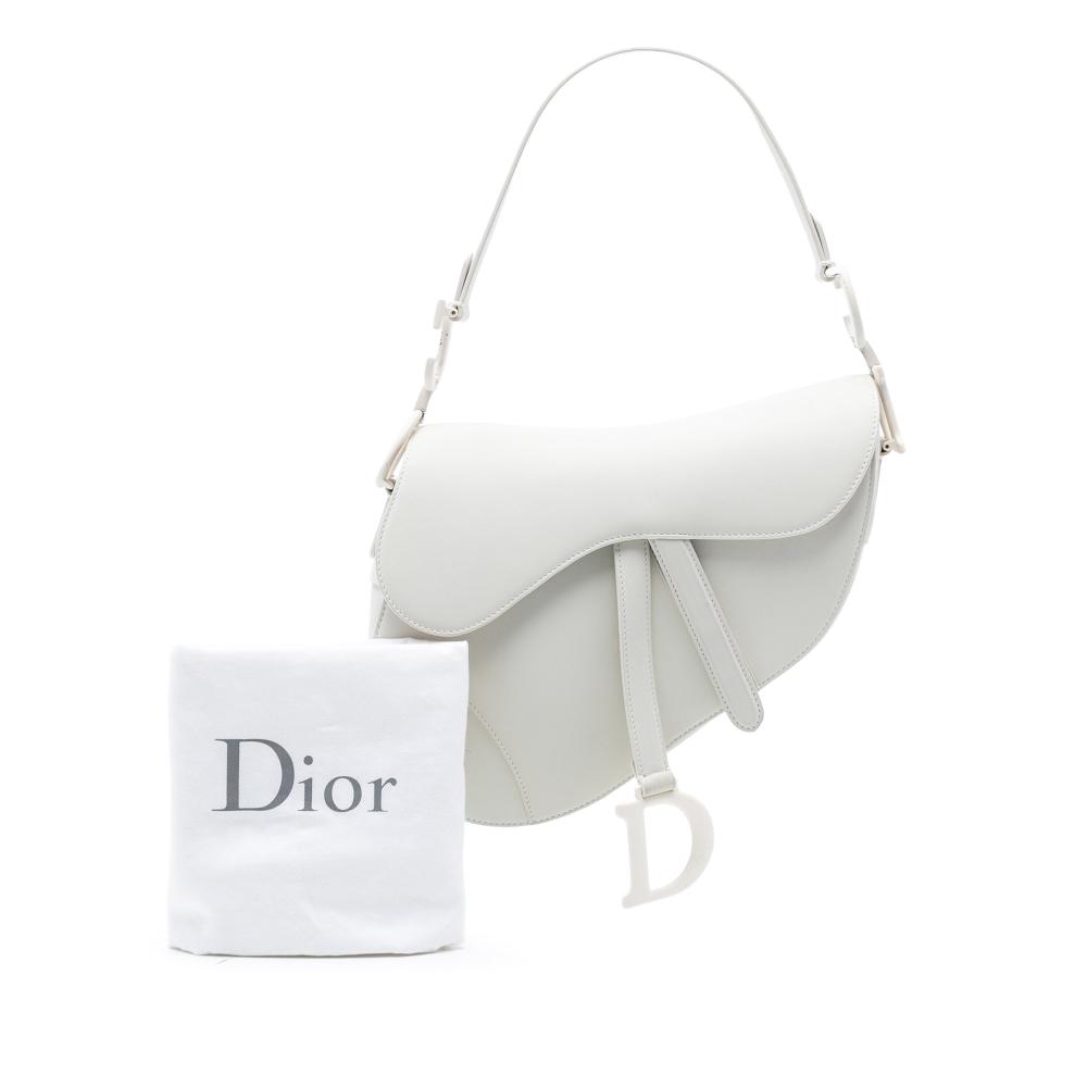 Christian Dior B Dior White Calf Leather Ultra Matte skin Saddle Bag Italy
