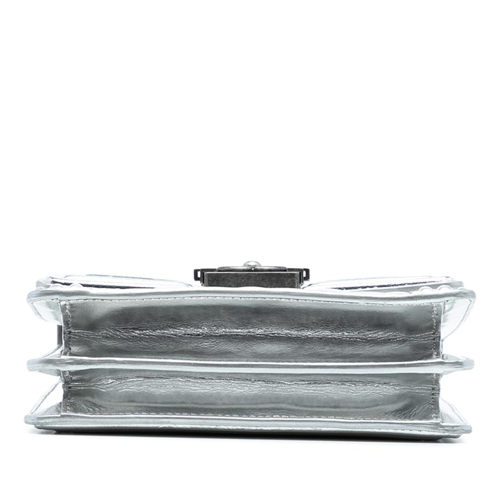 Chanel AB Chanel Silver Calf Leather Quilted Metallic skin North South Boy Flap Italy