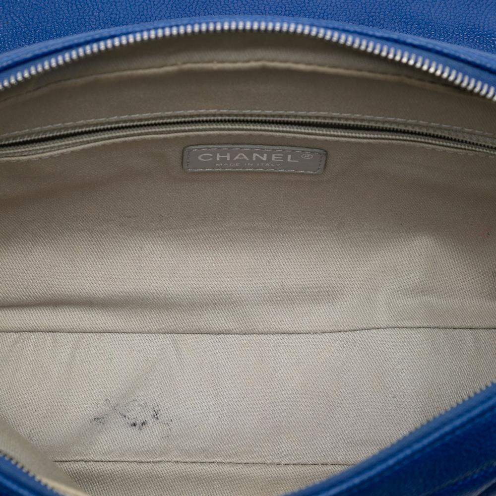 Chanel AB Chanel Blue Caviar Leather Leather Jumbo Quilted Caviar Easy Flap Italy