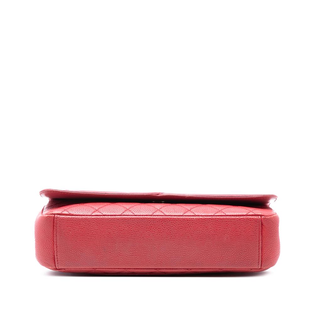 Chanel B Chanel Red Caviar Leather Leather Medium Quilted Caviar CC Filigree Flap Italy