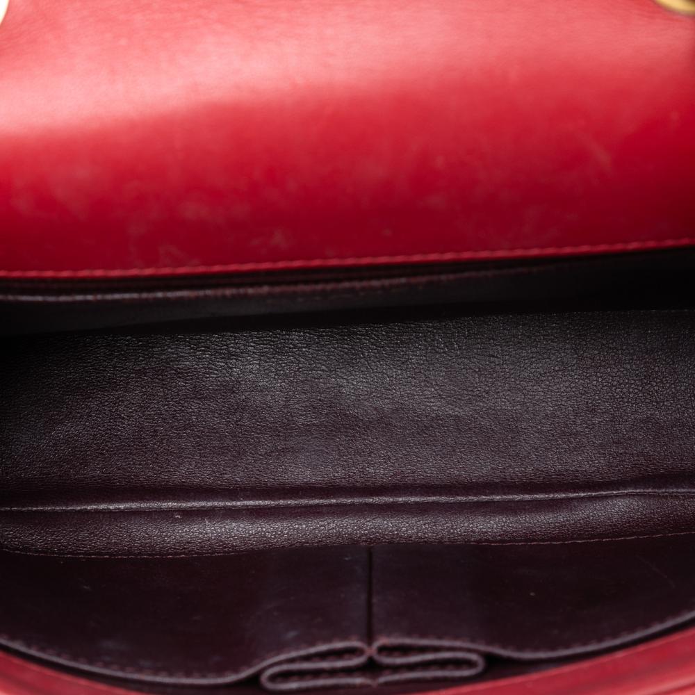 Chanel B Chanel Red Caviar Leather Leather Medium Quilted Caviar CC Filigree Flap Italy