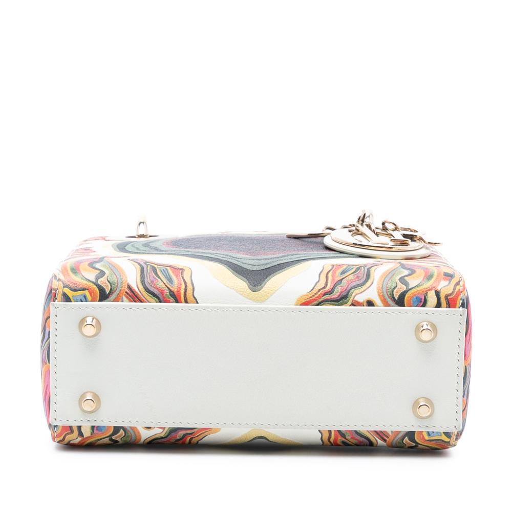 Christian Dior B Dior White Calf Leather Limited Edition Mini skin Lady DiorAmour Lady Dior Italy