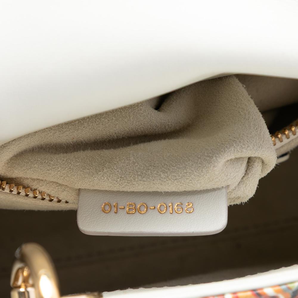 Christian Dior B Dior White Calf Leather Limited Edition Mini skin Lady DiorAmour Lady Dior Italy