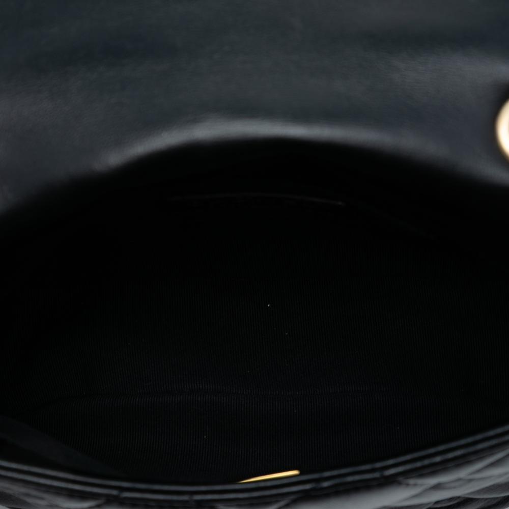 Chanel AB Chanel Black Lambskin Leather Leather Mini Quilted Lambskin Lacquered Chain Flap Italy