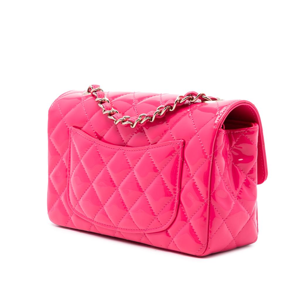 Chanel B Chanel Pink Hot Pink Patent Leather Leather Mini Rectangular Classic Patent Single Flap Italy