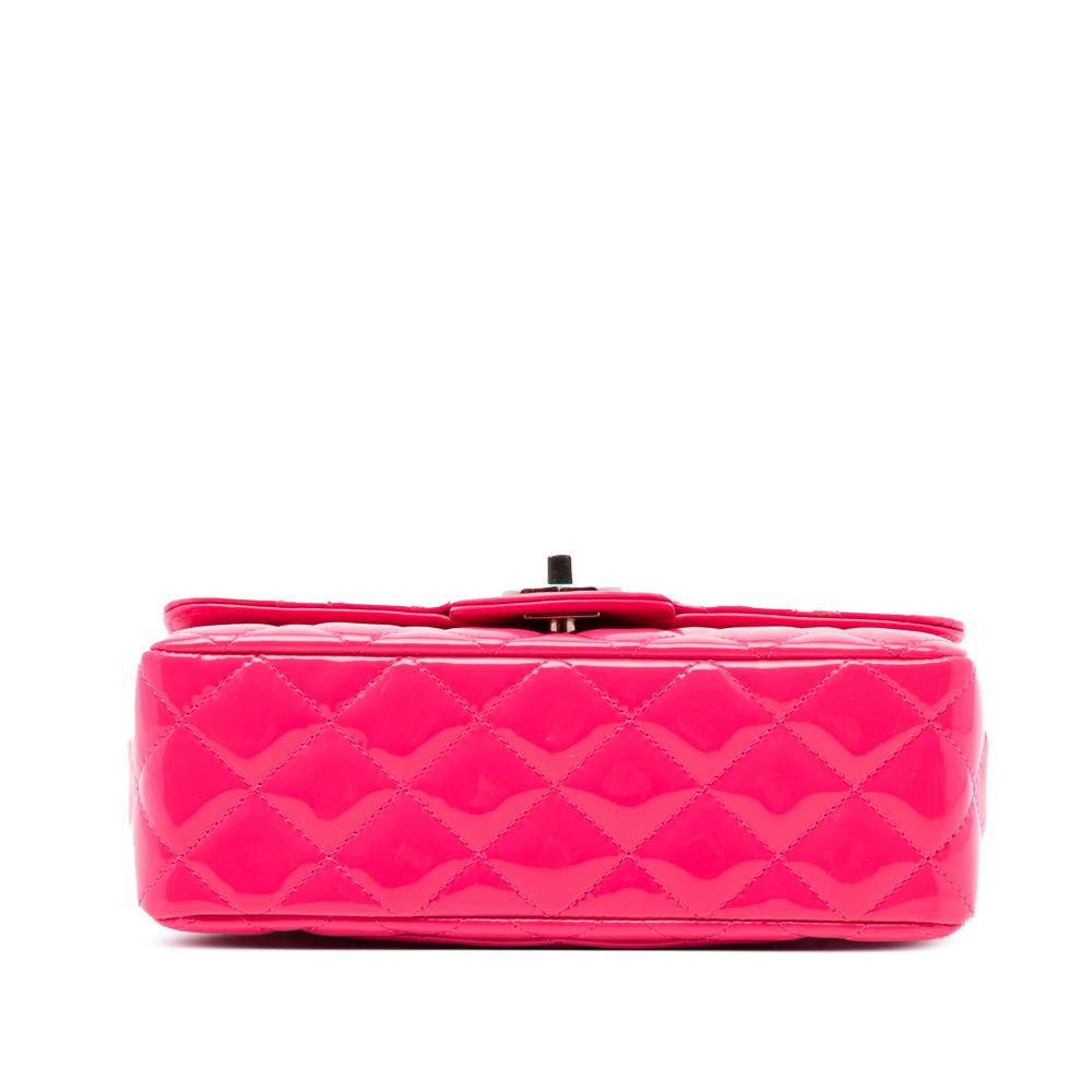 Chanel B Chanel Pink Hot Pink Patent Leather Leather Mini Rectangular Classic Patent Single Flap Italy