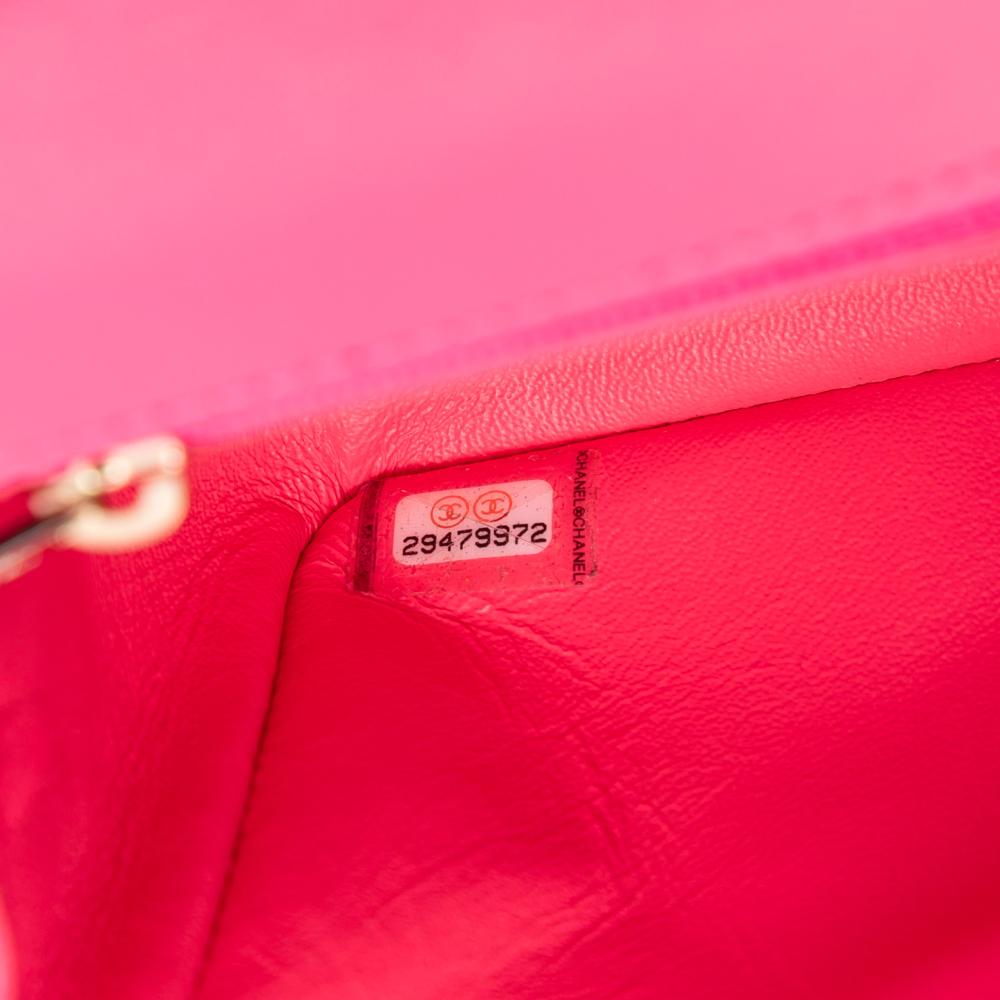 Chanel B Chanel Pink Hot Pink Patent Leather Leather Mini Rectangular Classic Patent Single Flap Italy