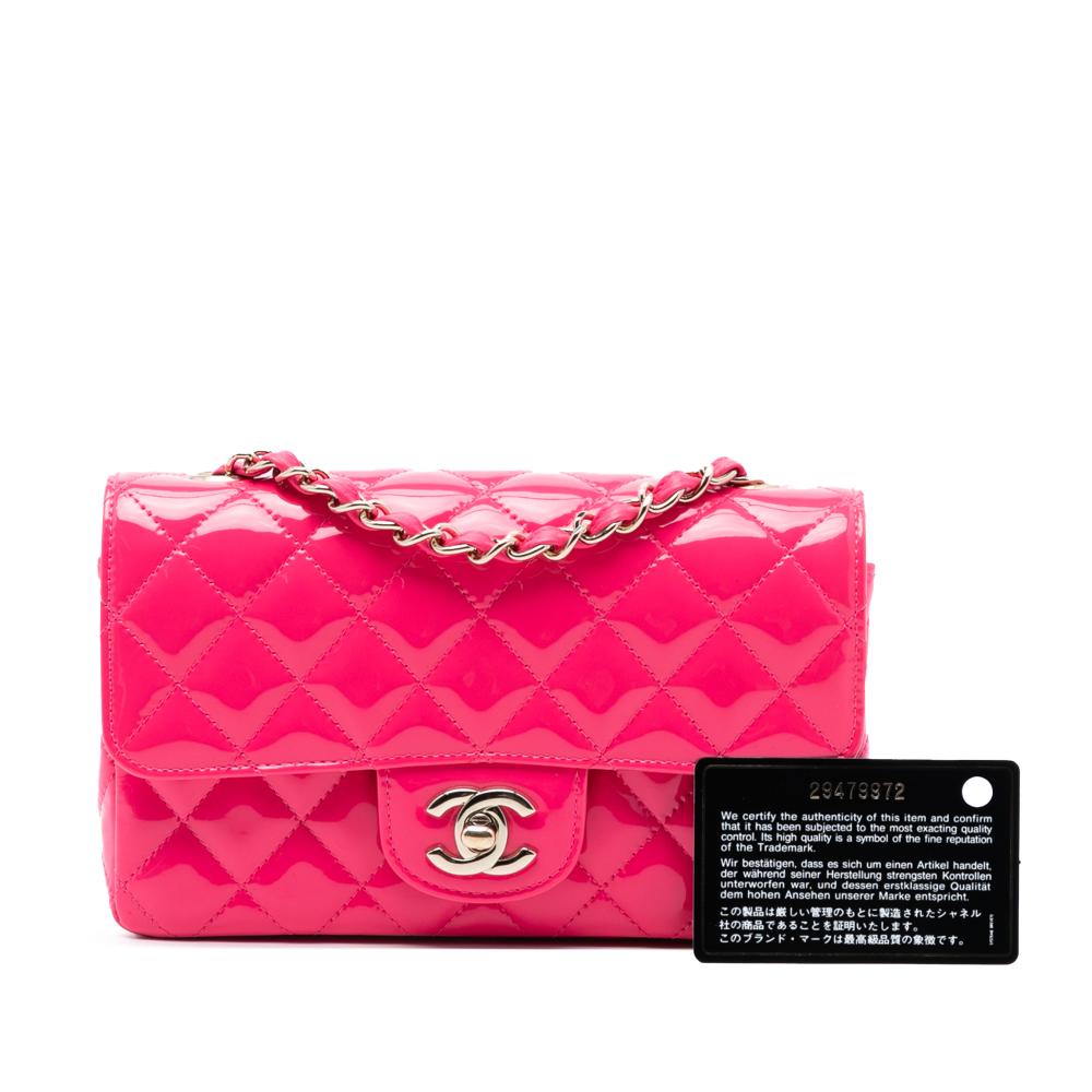 Chanel B Chanel Pink Hot Pink Patent Leather Leather Mini Rectangular Classic Patent Single Flap Italy