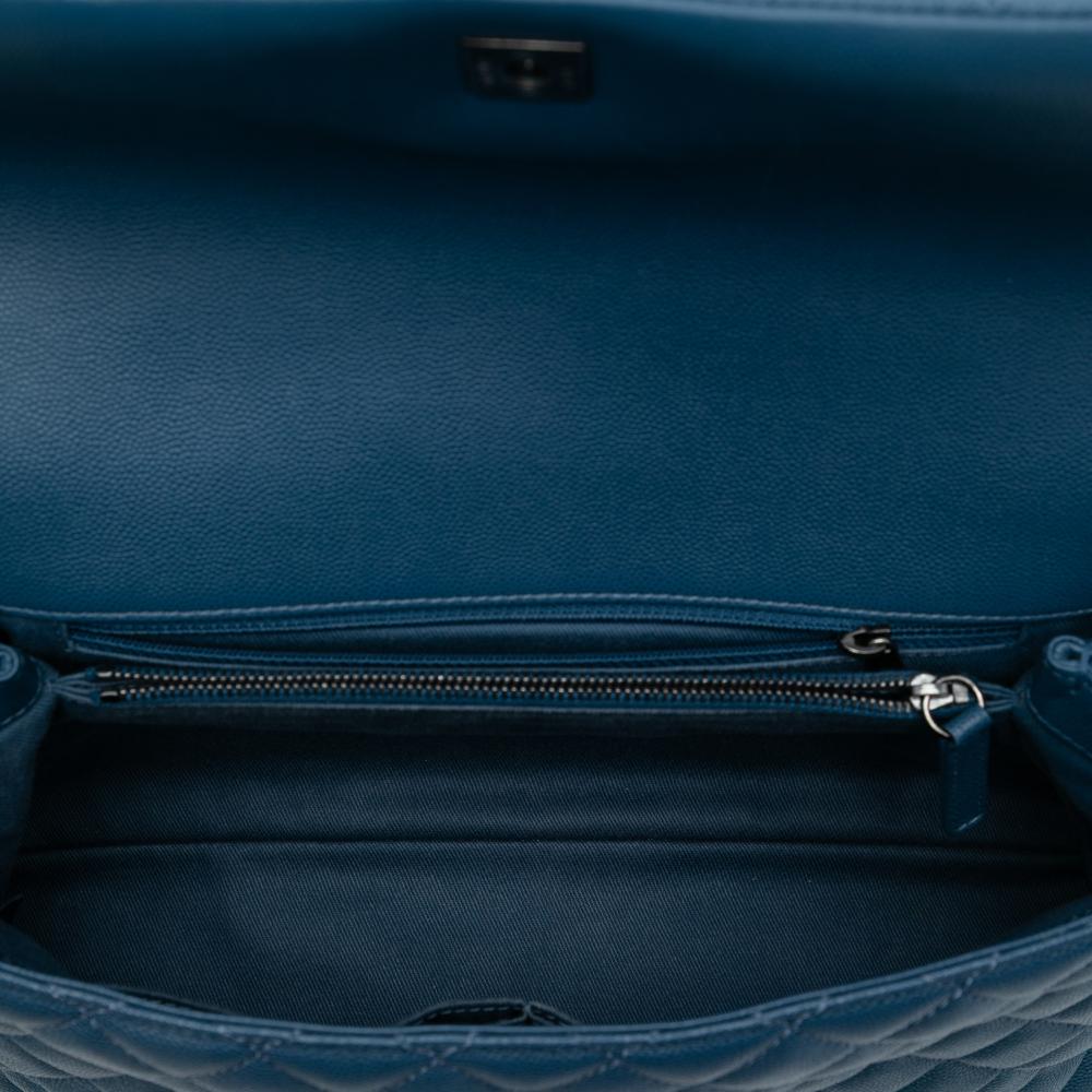 Chanel AB Chanel Blue Caviar Leather Leather Medium Quilted Caviar Coco Top Handle Bag Italy