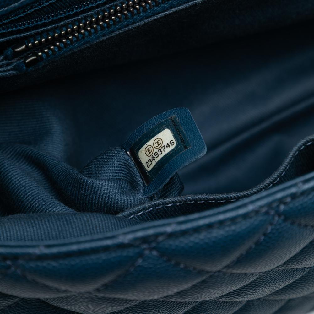 Chanel AB Chanel Blue Caviar Leather Leather Medium Quilted Caviar Coco Top Handle Bag Italy