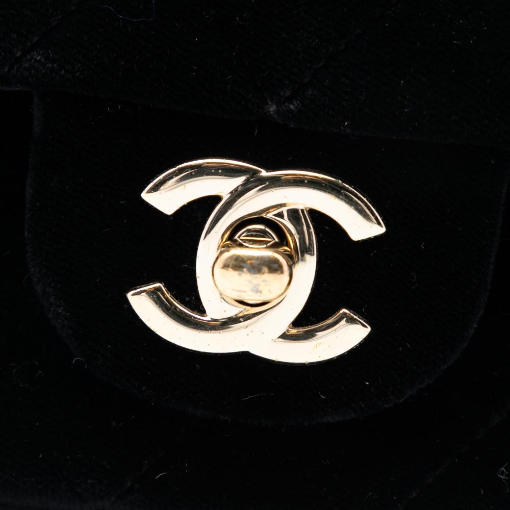 Chanel B Chanel Black Velvet Fabric Mini Rectangular Classic Single Flap France