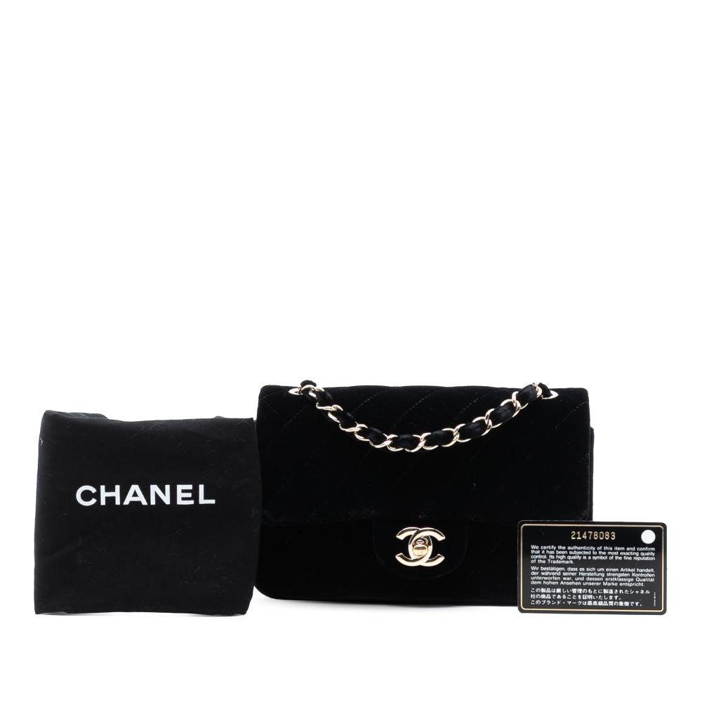 Chanel B Chanel Black Velvet Fabric Mini Rectangular Classic Single Flap France