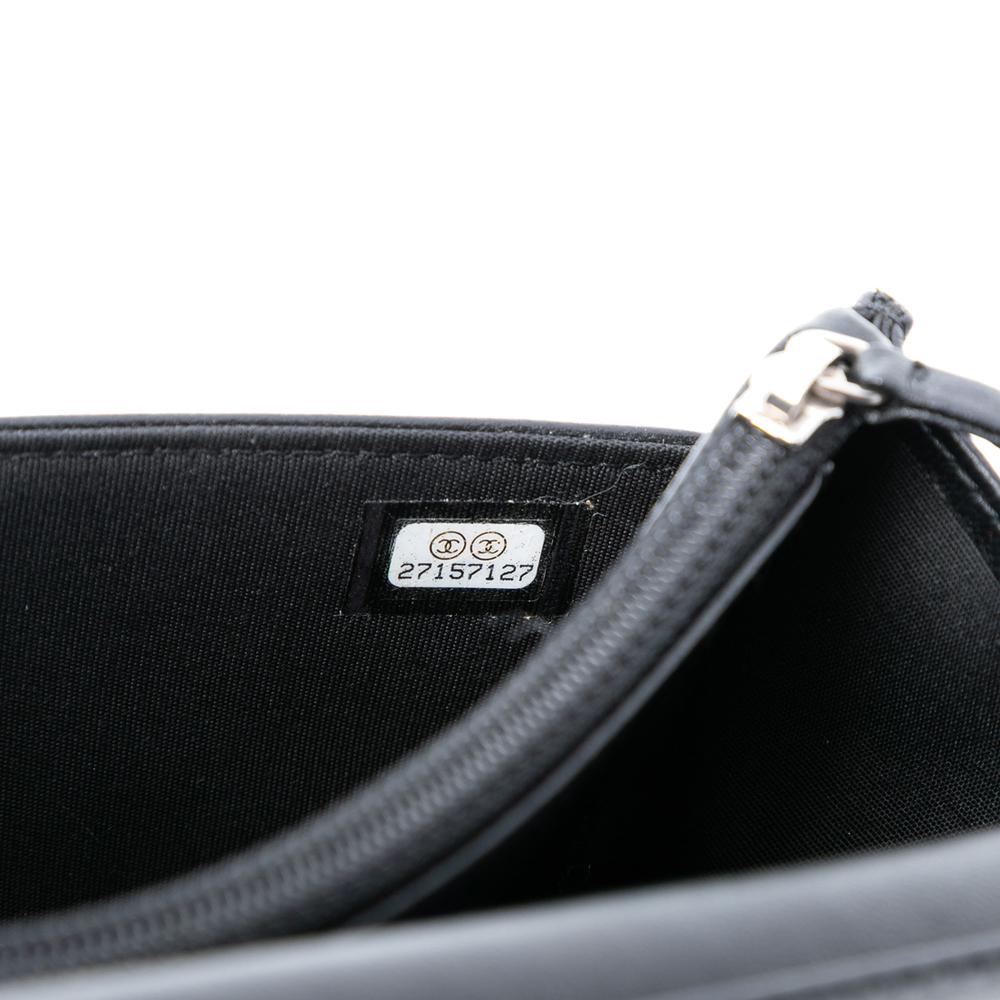 Chanel Black CC Quilted Lambskin Multicolor Border Full Flap Wallet on Chain Italy