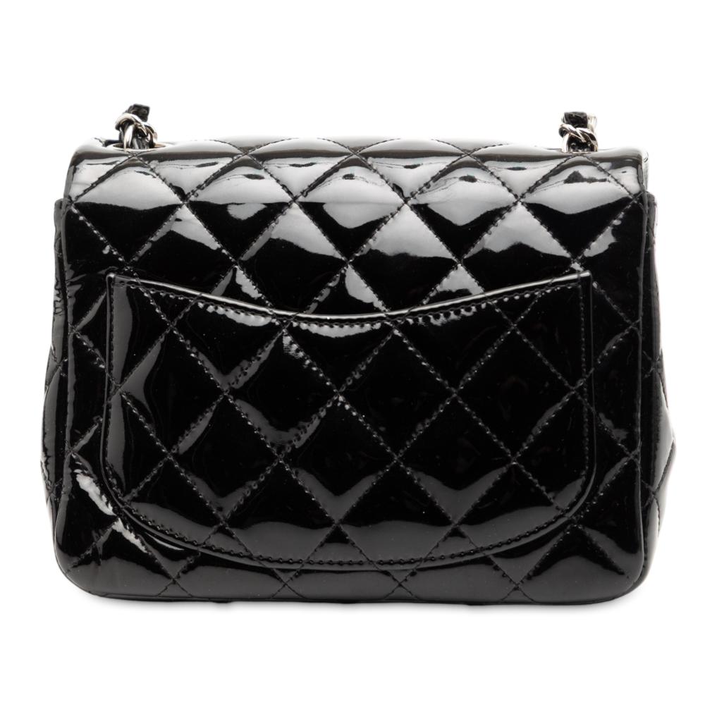 Chanel B Chanel Black Patent Leather Leather Mini Square Classic Patent Single Flap France