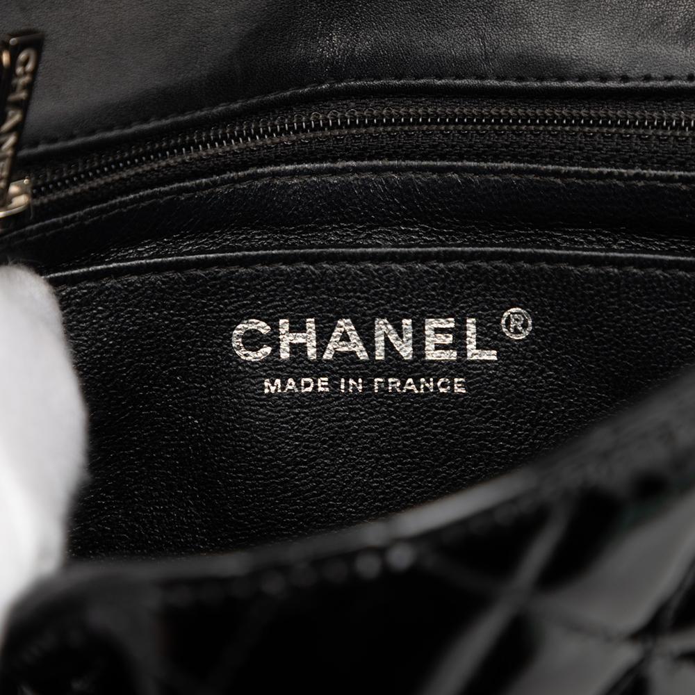 Chanel B Chanel Black Patent Leather Leather Mini Square Classic Patent Single Flap France