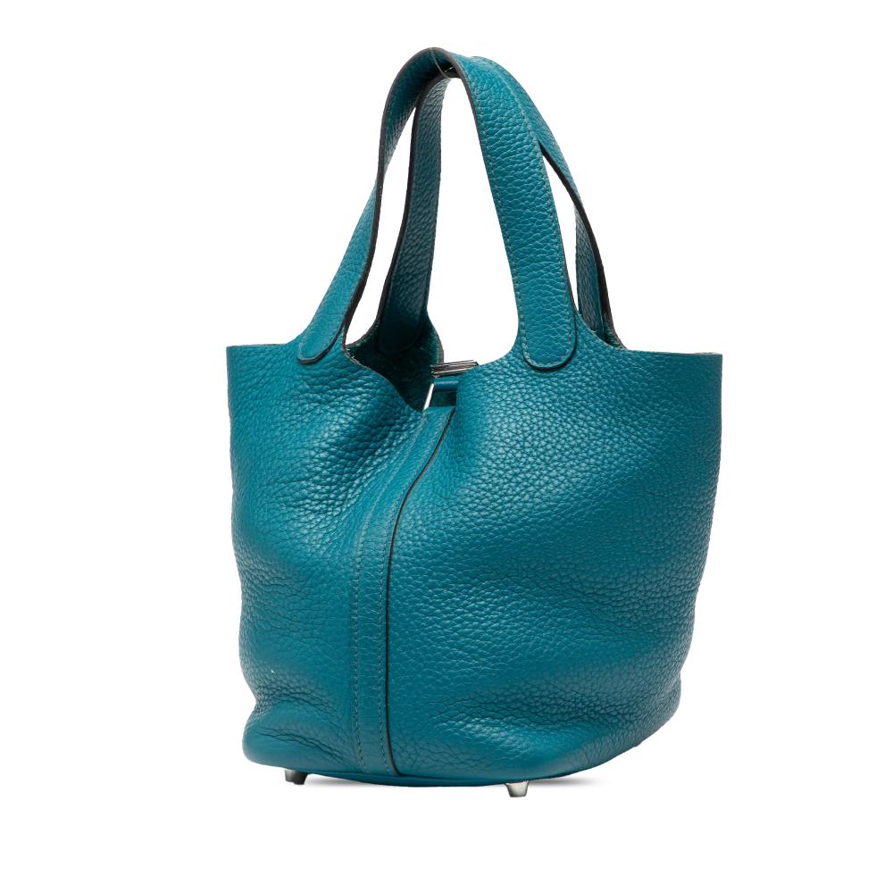 Hermès B Hermès Blue Peacock Calf Leather Clemence Picotin Lock 18 France