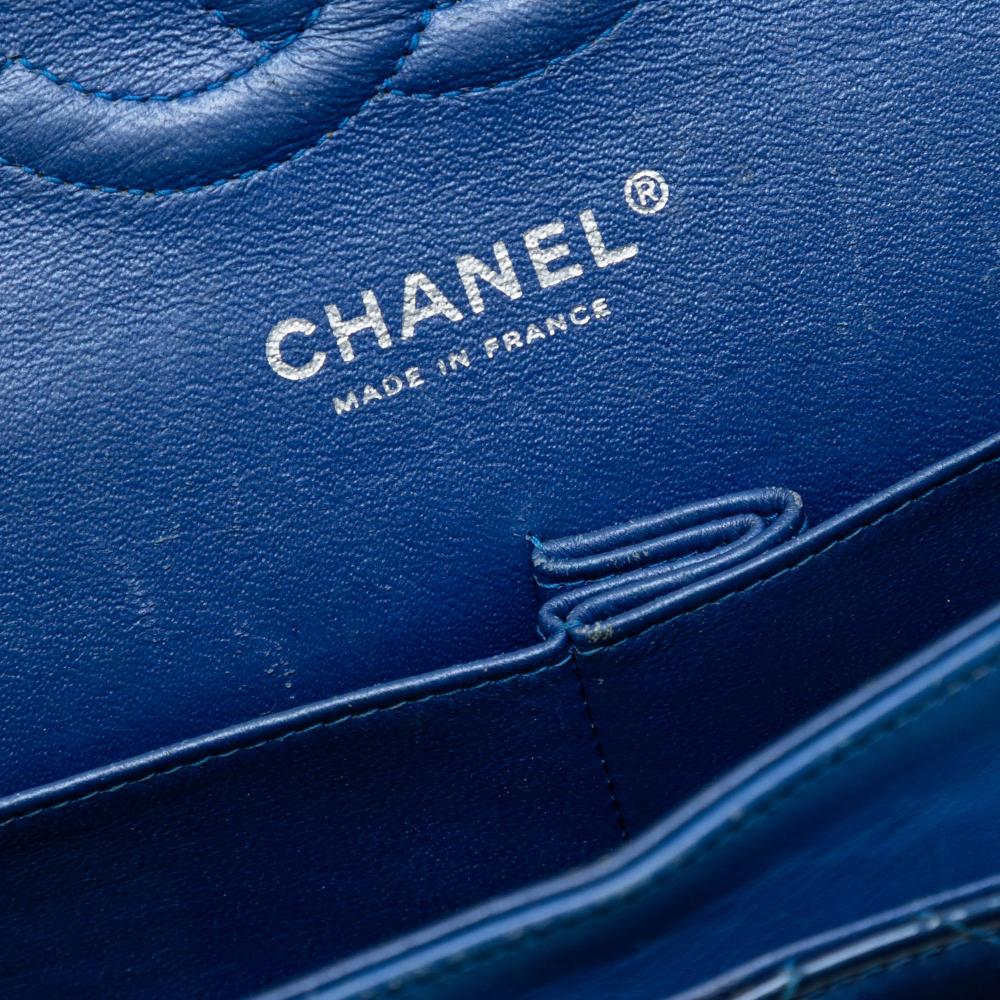 Chanel B Chanel Blue Dark Blue Patent Leather Leather Medium Classic Patent Double Flap France