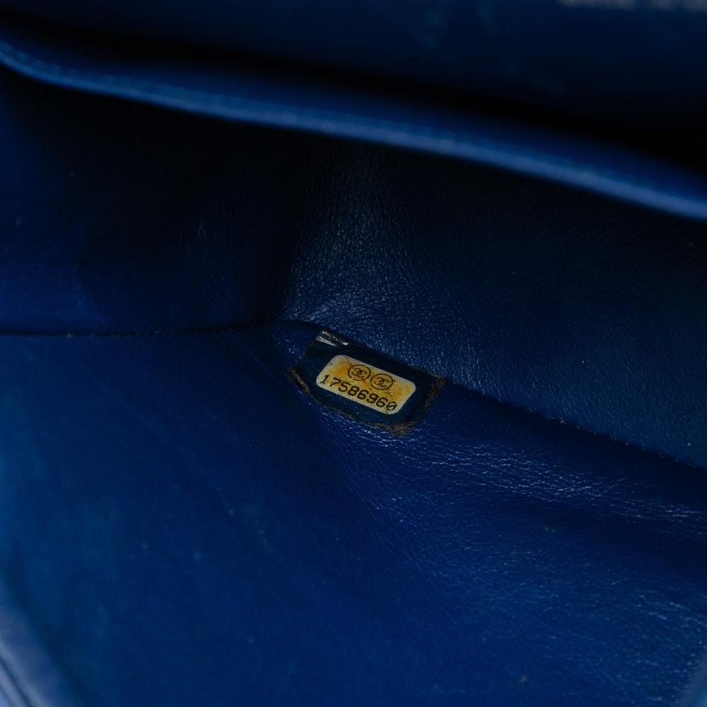 Chanel B Chanel Blue Dark Blue Patent Leather Leather Medium Classic Patent Double Flap France