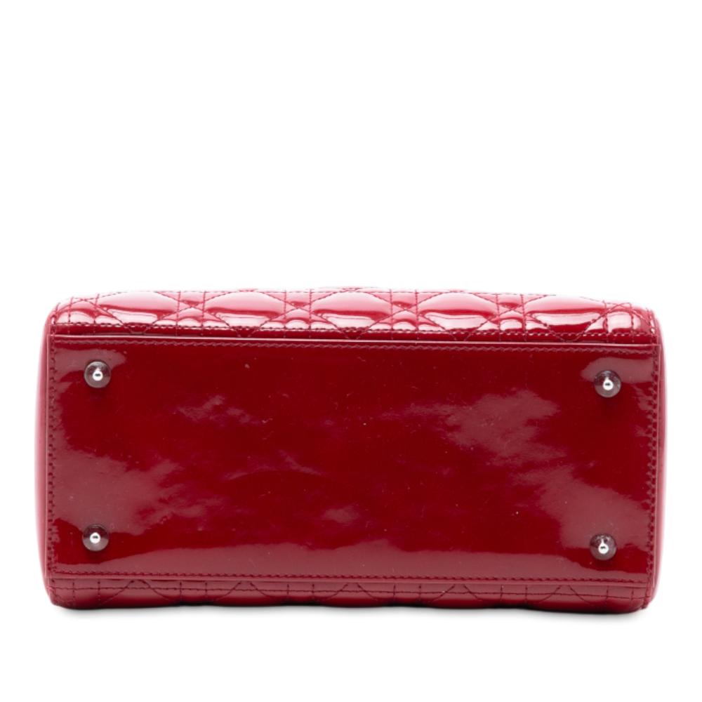 Christian Dior B Dior Red Dark Red Patent Leather Leather Medium Patent Cannage Lady Dior Italy