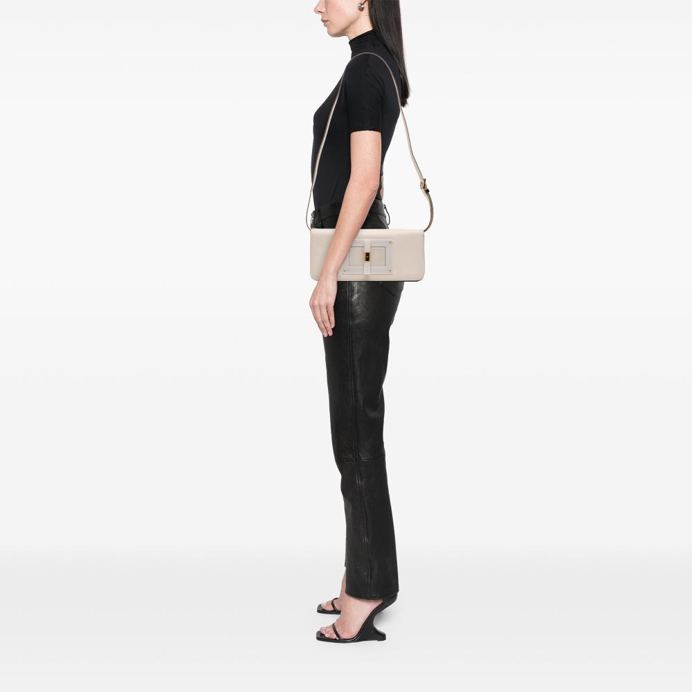 Tom Ford B Tom Ford White Calf Leather Large Natalia Crossbody Italy