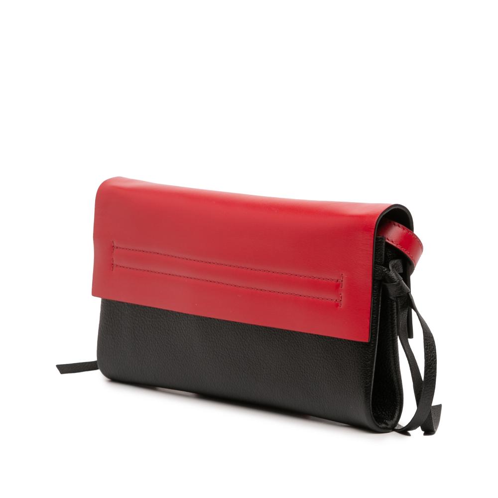 Valentino AB Valentino Red with Black Calf Leather VRing Crossbody Italy