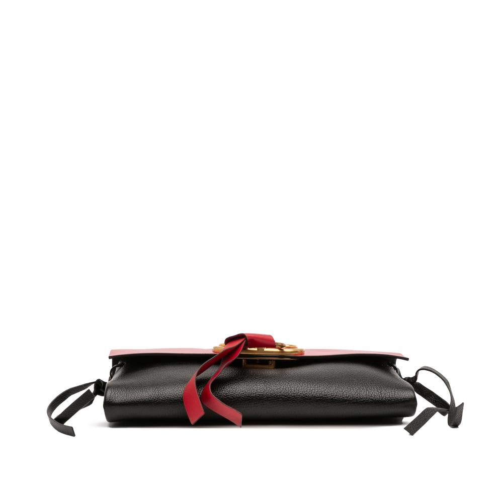 Valentino AB Valentino Red with Black Calf Leather VRing Crossbody Italy