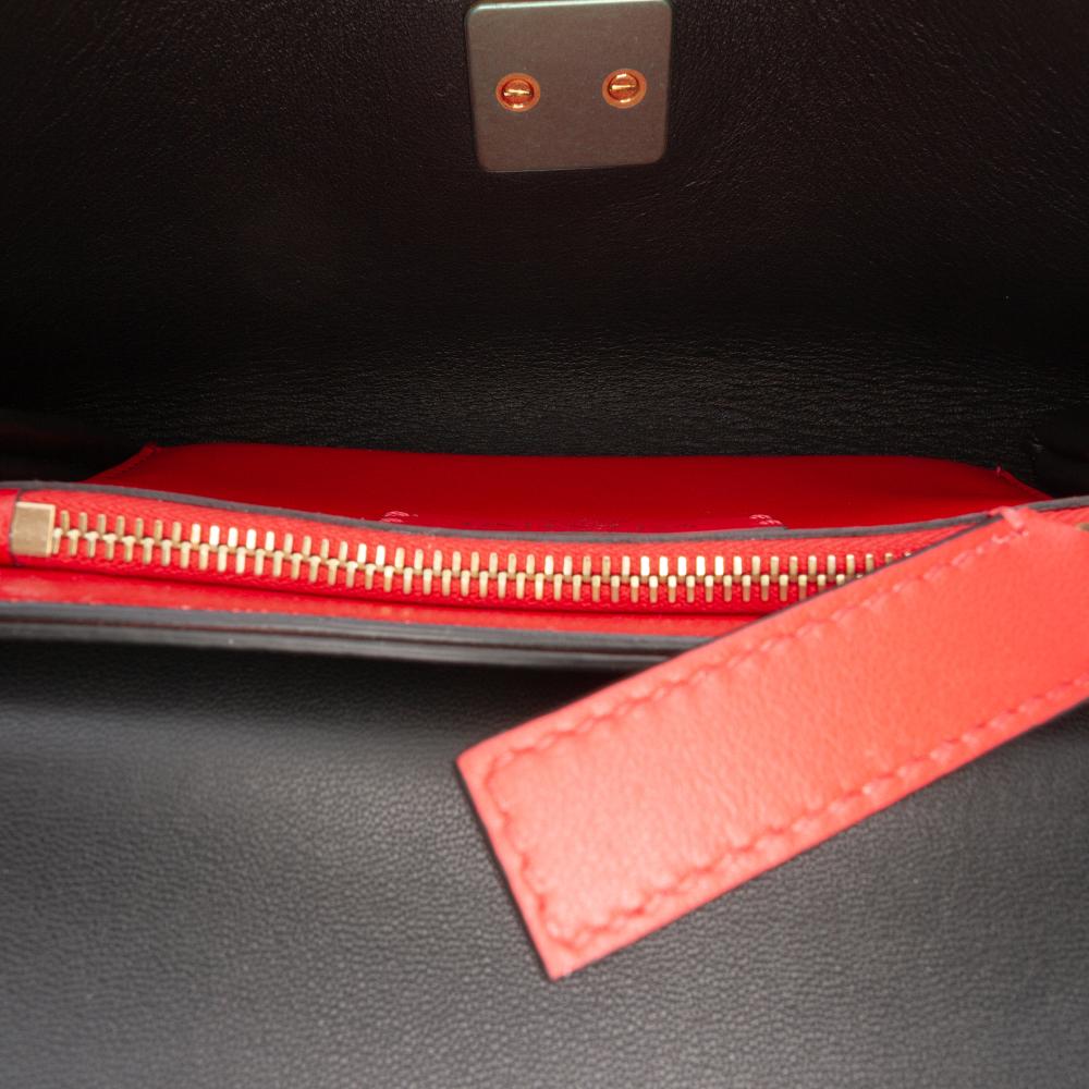 Valentino AB Valentino Red with Black Calf Leather VRing Crossbody Italy