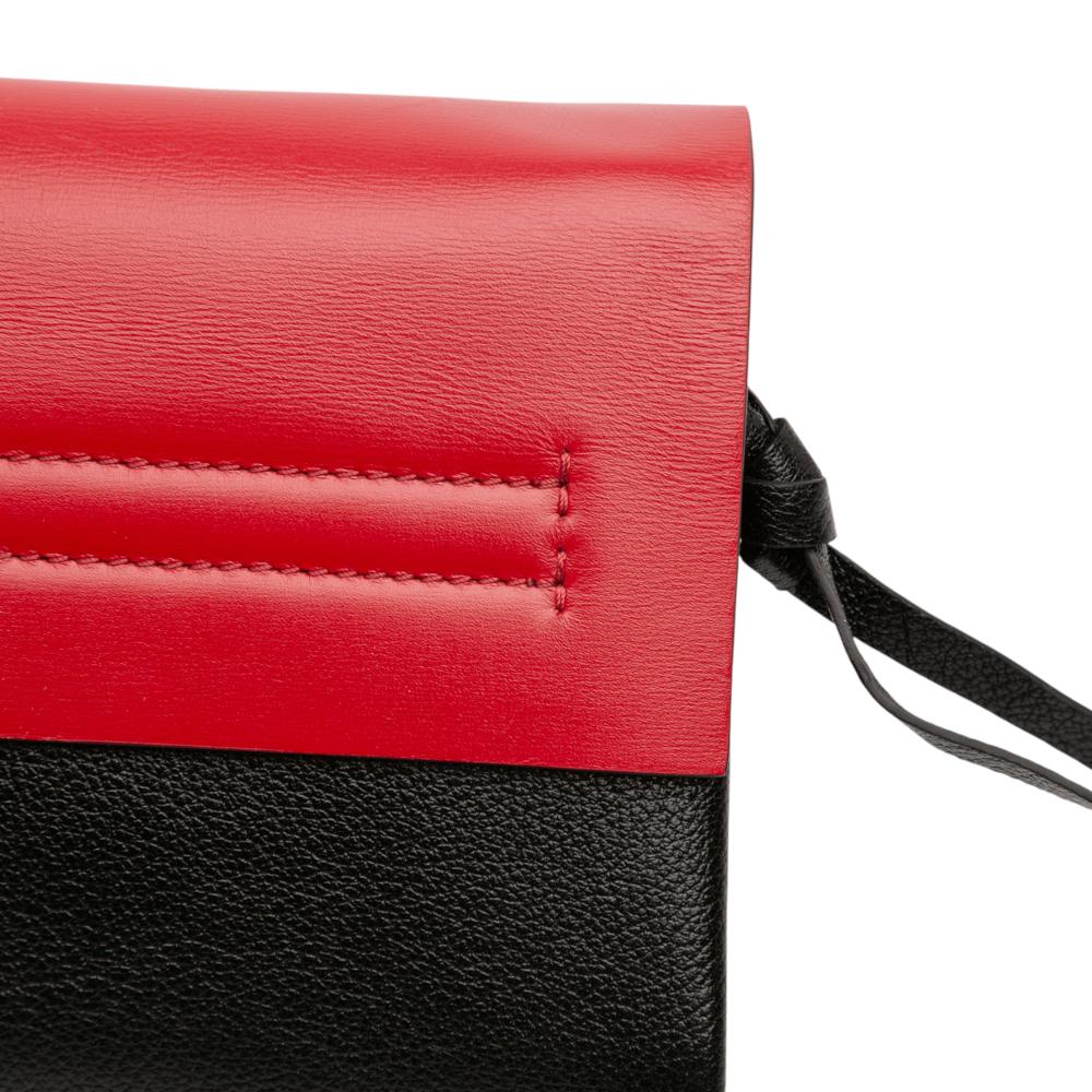 Valentino AB Valentino Red with Black Calf Leather VRing Crossbody Italy